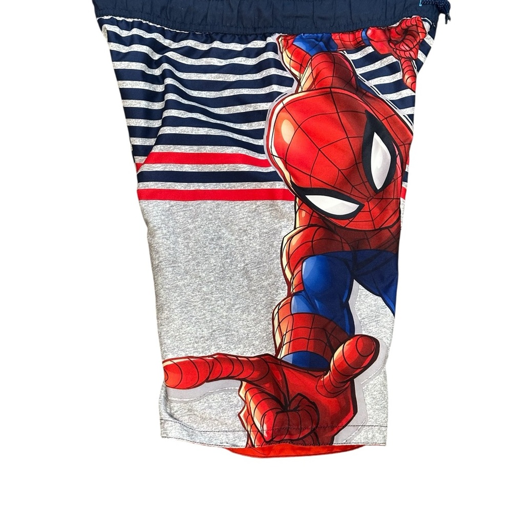 Youth Boys Marvel Spiderman L 10 / 12 Swim Shorts Trunks Board Beach Navy Blue - Picture 5 of 7